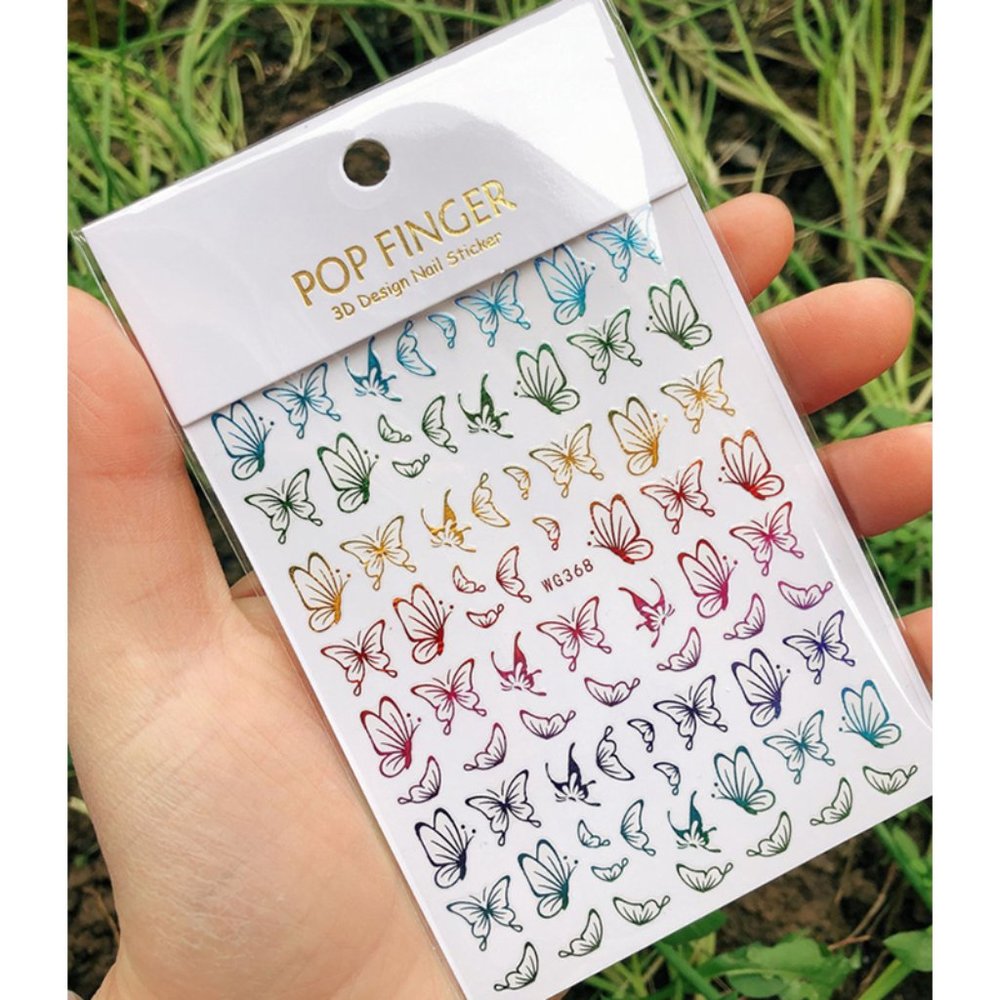 Butterfly Nail Stickers Nail Art Design DIY Decal Pink - US Stock